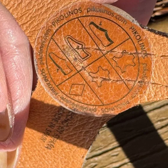 PIKOLINOS Blue Ocean Multi Cutout Leather T-Strap Flat Sandals sz 42 11.5-12 EUC - Picture 8 of 12